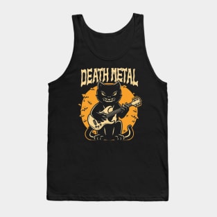 Death Metal Satanic Baphomet Cat playing guitar Tank Top